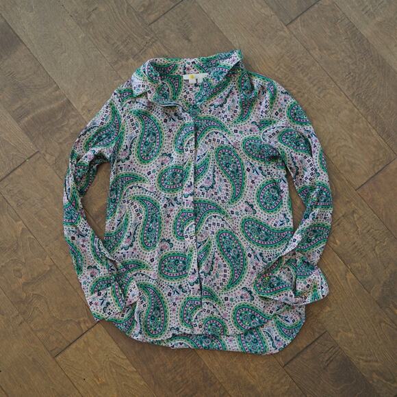 Boden 100% Silk Shirt in Chalky Pink Groovy Paisley US 4 - Picture 6 of 7